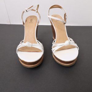 SOLD-Women's Bakers Wedge Strappy White Sandals Size 6.5B